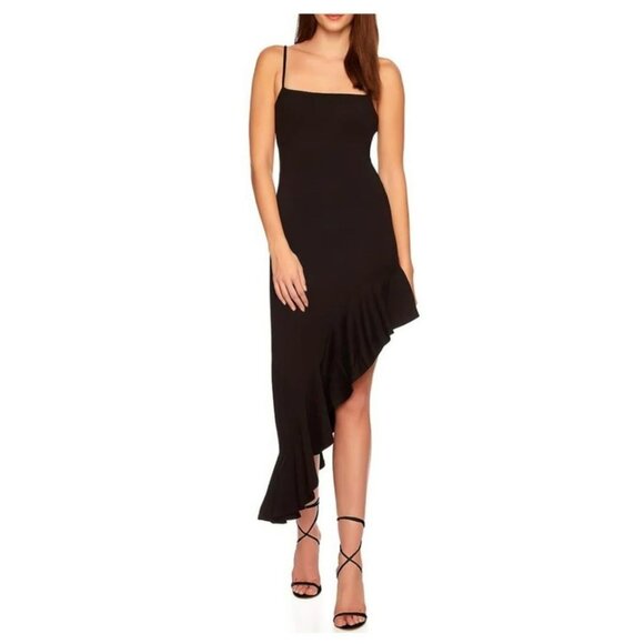 Susana Monaco Dresses & Skirts - Susana Monaco Black Asymmetrical Ruffle Side Cocktail Party Dress Sz XS NWT